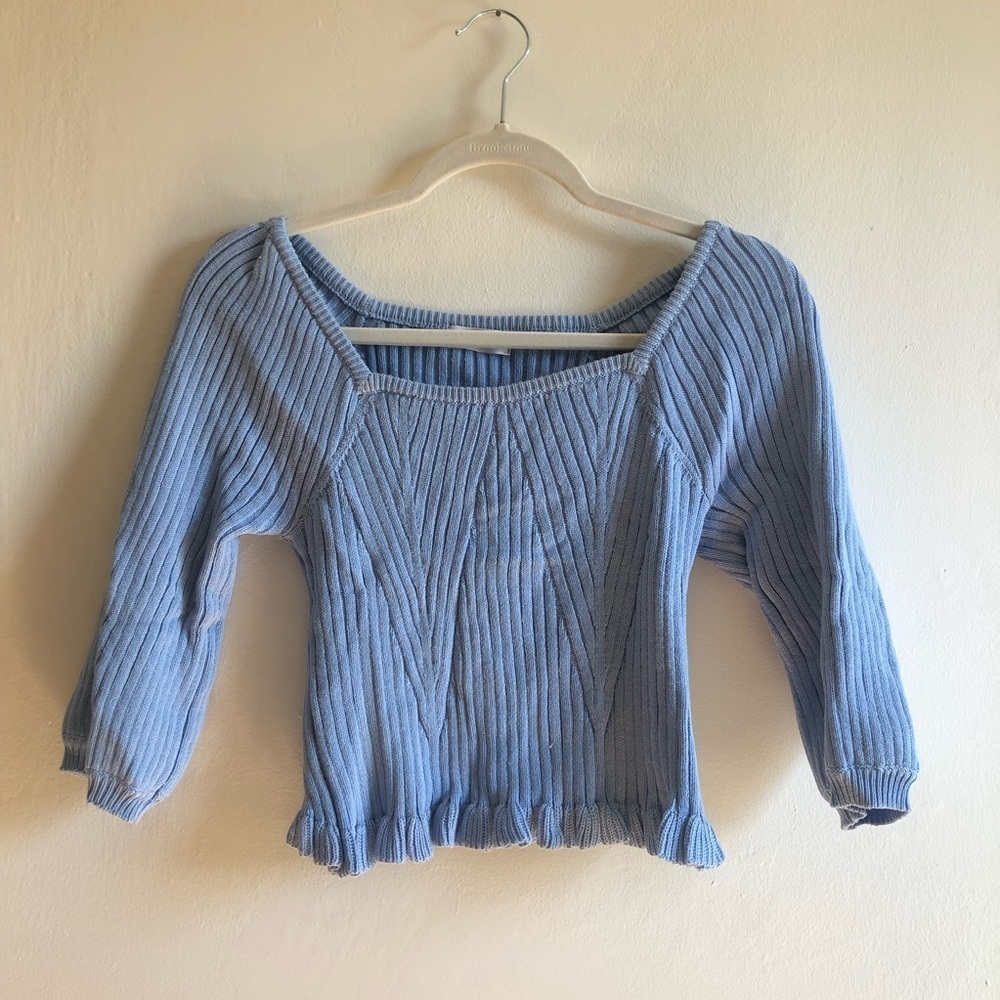 Vestique Baby Blue Ribbed Sweater Blouse Medium - Picture 3 of 9